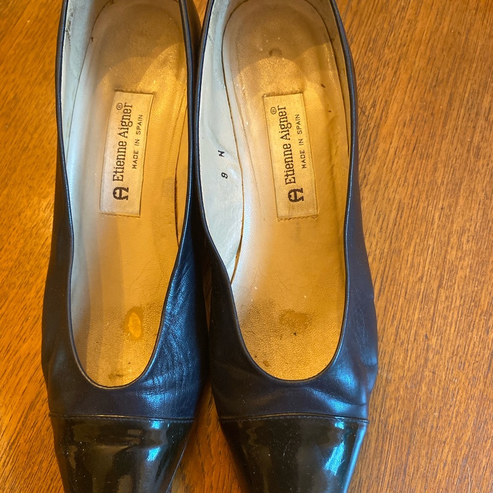 Etienne Aigner Ann Marie Black Leather Heels